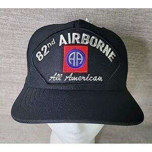 82nd Airborne All American Hat Black Baseball Cap Snapback Eagle Crest USA NEW